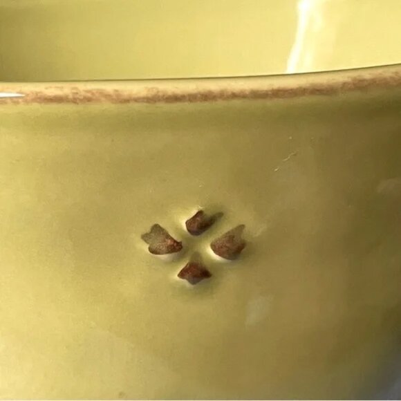 PIER 1 IMPORTS Handpainted Green Bowl TOSCO Stoneware Exclusive Embossed 6" - Picture 4 of 7